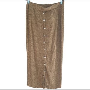 Knit midi length button up skirt NWOT L